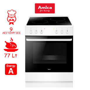 ΚΟΥΖΙΝΑ ΕΛΕΥΘΕΡΗ ΚΕΡΑΜΙΚΗ AMICA AC6122W ΛΕΥΚΗ